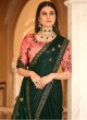 Green Sequins Embellished Chinon Silk Saree